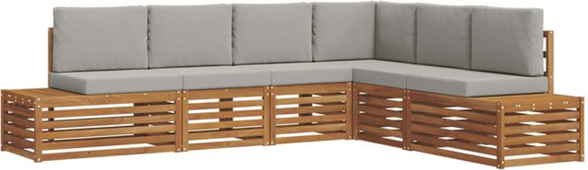 Modernes Outdoor-Sofagarnitur Loungemöbel von vidaXL aus Akazie in Natur und Hellgrau, B/T/H: 273 x 213,5 x 73 cm - Bild 1