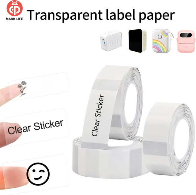 Marklife Thermisches Klebepapier Transparent für tragbare Drucker P15, P12 und M1 zum Markieren und Verschenken - Bild 1