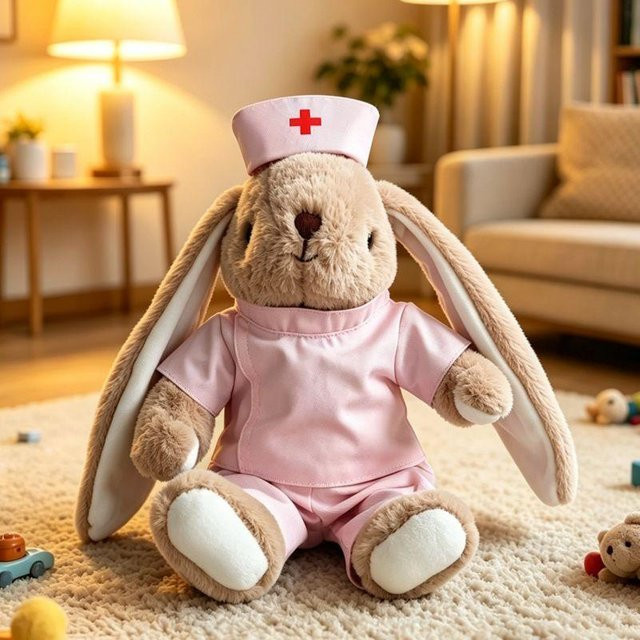 Binchi Fitness Krankenschwester Hase, Plüschtier Squishy, braun, ab 14 Jahre - Bild 1