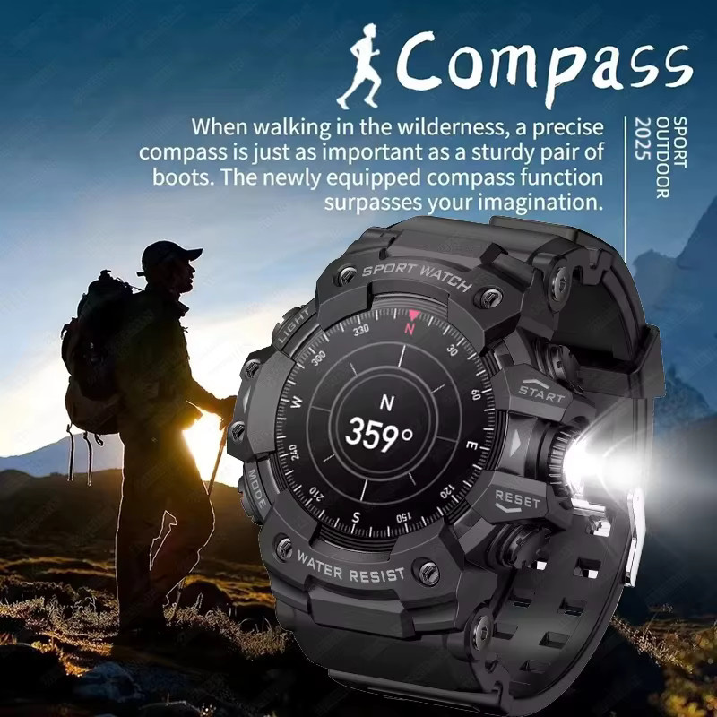 BOXUXING Militär Outdoor Smartwatch für Männer in Blau mit Bluetooth Anruffunktion, Herzfrequenzmessung, Kompass und IP68 Wasserdichtigkeit - Bild 4