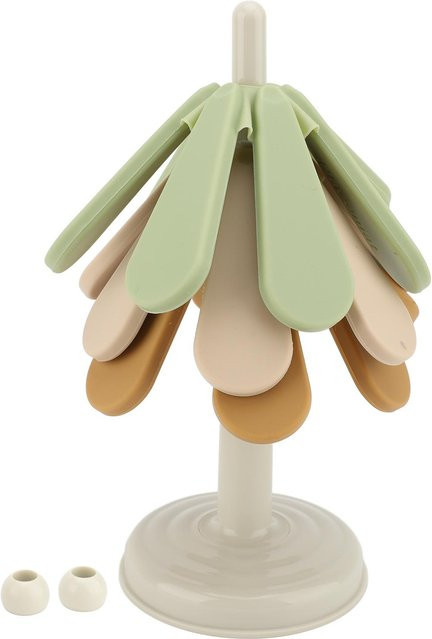 Hitzebeständiger Baum Untersetzer von CosyHome in Beige, faltbarer Hitzeschutzpad aus Silikon und Kunststoff - Bild 1