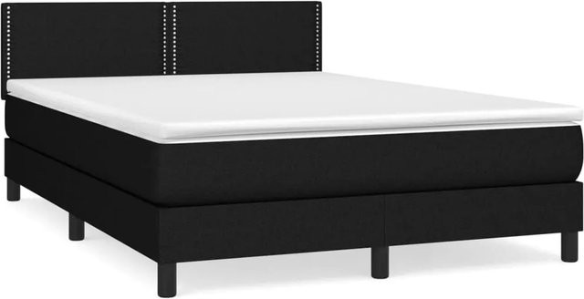 vidaXL Boxspringbett mit Matratze Schwarz, Hybridbett mit Taschenfederkern, B/T/H: 140 x 200 x 88 cm - Bild 1
