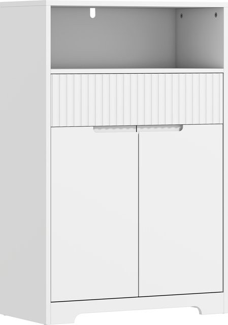 HOMCOM Badezimmerschrank modern in Weiß mit offenem Fach, Schublade und verstellbarem Regal, B/T/H: 60 x 30 x 91,5 cm - Bild 1