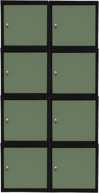 PROREGAL Blocky Schließfachwürfel Set mit 8 Einheiten und Drehriegelschloss für Vorhängeschlösser, Farbe: Anthrazit/Resedagrün, B/T/H: 40 x 40 x 40 cm - Bild 1