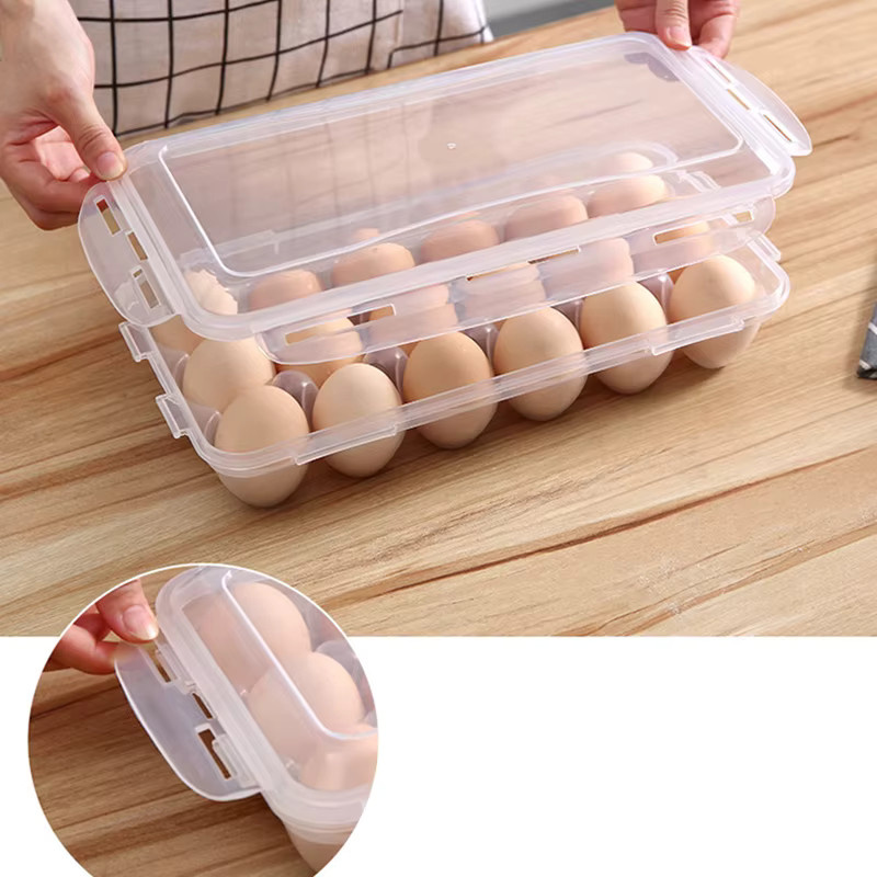 Eier-Aufbewahrungsbox mit Deckel und Gitter für Küche und Kühlschrank, transparent - Bild 2
