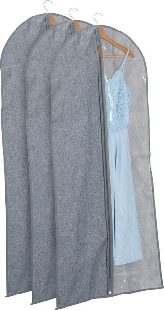 Relaxdays Kleidersack 3er Set aus Polyester in Grau Transparent mit Reißverschluss, B: 58 cm, H: 135 cm - Bild 1