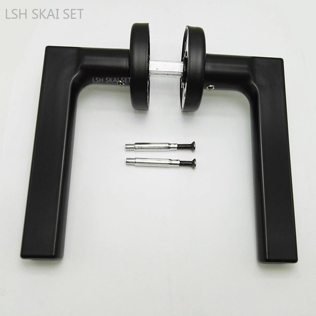 LSH SKAI SET Scheunentürgriffe aus Metall in Schwarz, 1 Paar doppelseitige Innentürgriffe für Balkon und Flur - Bild 1