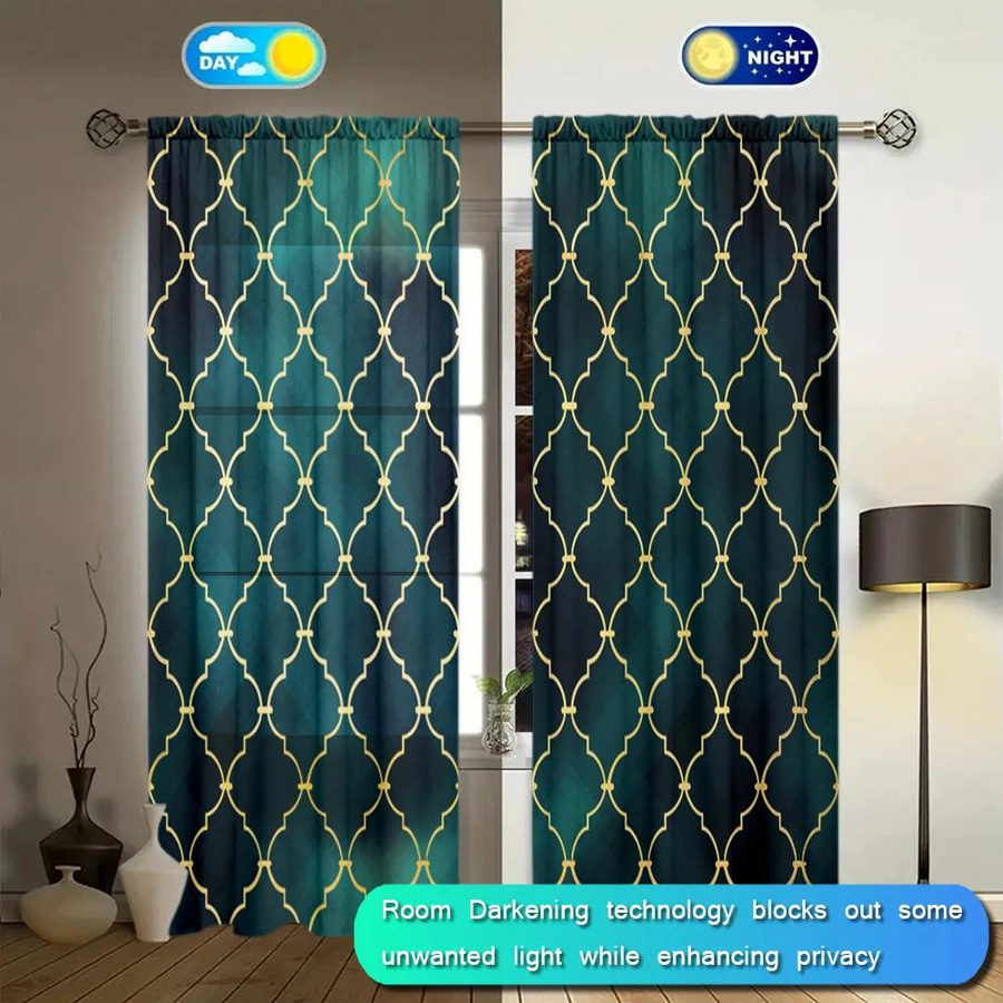 2er-Set Vorhang im marokkanischen Stil mit Grafikdruck, halbtransparent, Stangentasche, Breite: 75 cm, Höhe: 165 cm - Bild 3