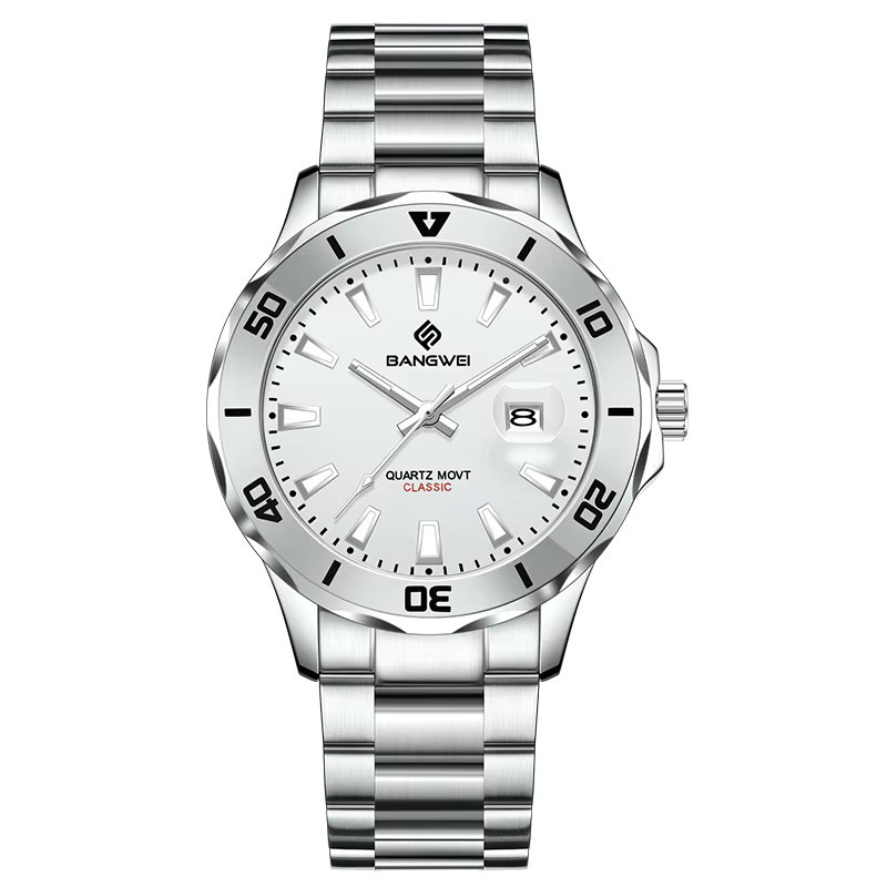 BANGWEI Armbanduhr Edelstahl, Quarz, Silber, Herren - Bild 6
