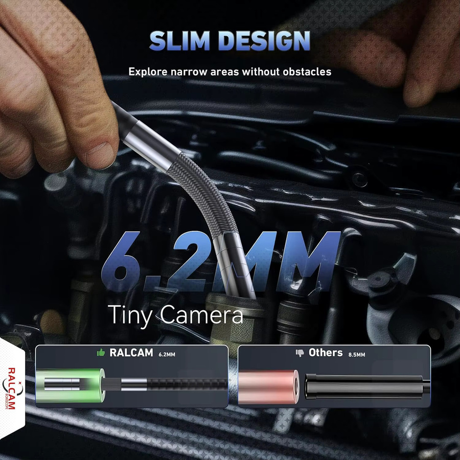 SnakeTube 360 Grad Joystick-Gelenk-Endoskop LAFOCH Automobil-Inspektionskamera mit 6,2 mm Durchmesser und 6 einstellbaren LED-Leuchten in Schwarz - Bild 4
