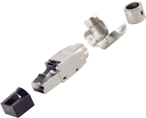 BKL Electronic RJ-45 Stecker Cat. 8.1 Winkel STP werkzeuglos Silber - Bild 1