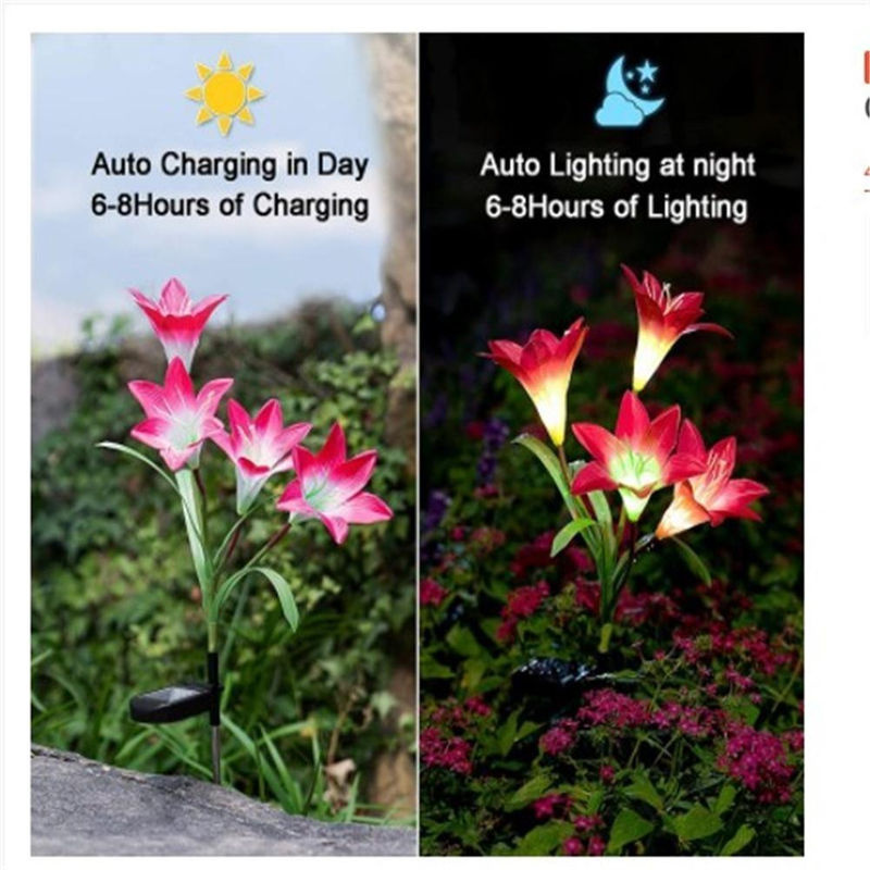 Solar Lily Bodenleuchte von yuyongzhi in Violett, wasserdichte Solar-Gartenleuchten in Blumenform - Bild 6