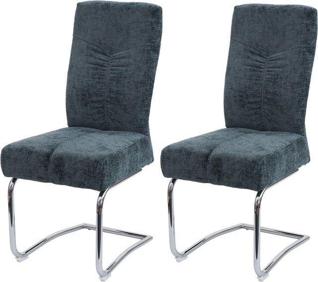 CHEFGASTRO Esszimmerstuhl 2er-Set gepolstert aus Chenille-Stoff in Blau-Grün mit Metallgestell, H x B x T: 105 x 46 x 60 cm, Sitzhöhe: 53 cm - Bild 1