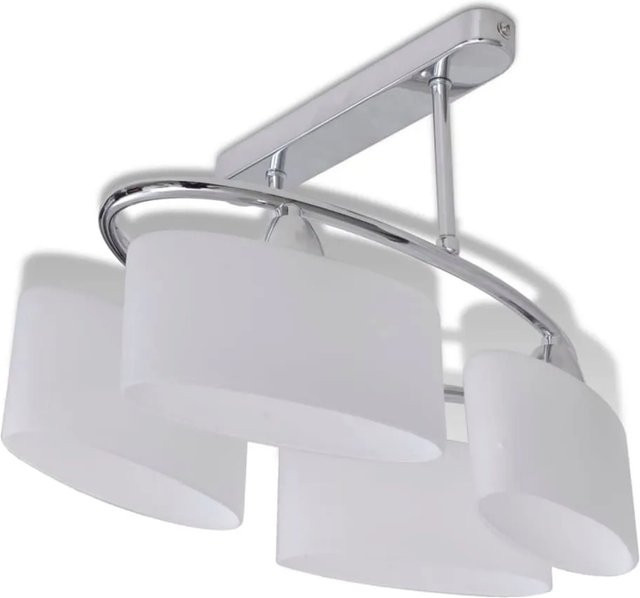 vidaXL Deckenlampe modern in Chrom und Weiß mit 4 x E14 Fassungen aus Metall und Glas - Bild 1