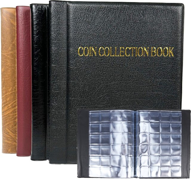 Münzsammelbuch mit 120/240 Taschen und 10 Seiten in Rot aus Kunststoff zur Aufbewahrung deiner Gedenkmünzen - Bild 1