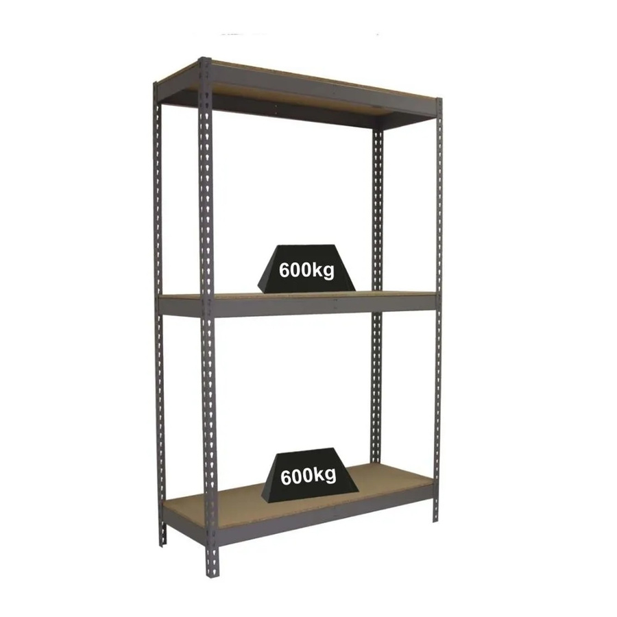 PROREGAL Schwerlastregal Wood Beast Three in Grau mit 3 Ebenen und einer Fachlast von 600 kg, H x B x T: 200 x 180 x 60 cm - Bild 2