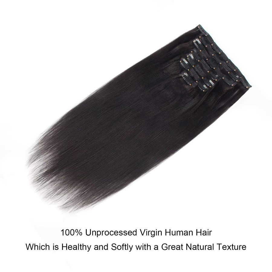 xbeauty Yaki Straight Clip-in-Haarverlängerungen, 100 % Echthaar, Damen - Bild 3