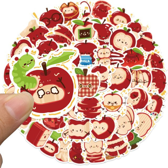 GOGOTU Cartoon Nette Apple Aufkleber, 50-teiliges Set, multicolour - Bild 1