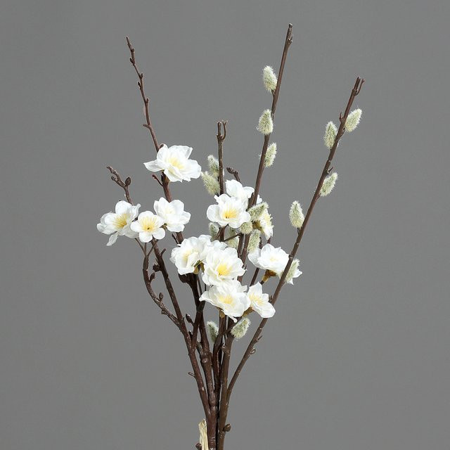 Kunstblume Pfirsichblüten-Weidenkätzchenbund in Weiß und Multi aus Kunststoff mit einer Höhe von 43,0 cm - Bild 1