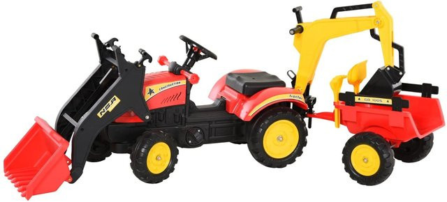 HOMCOM Trettraktor mit Anhänger und Frontlader ab 3 Jahre Rot - Bild 2