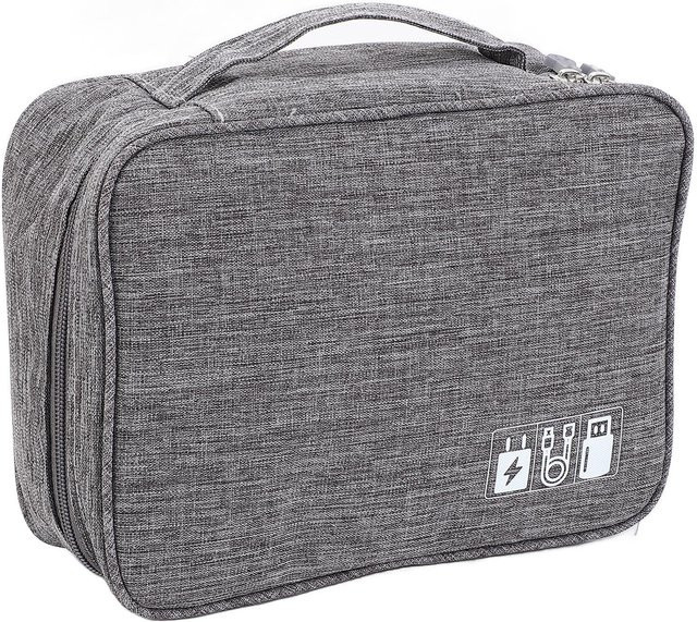 Koogeelife Kabeltaschen-Organizer für die Reise in Grau mit mehreren Fächern und verstellbaren Trennwänden - Bild 1