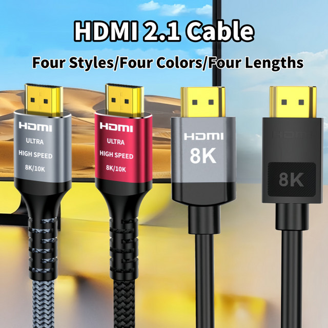 CYANMI HDMI 2.1 Kabel Ultra High Speed 48 Gbit/s in Schwarz, geflochtenes Kabel für 8K60, 4K120 und 144 Hz mit eARC, 3D und HDR10, kompatibel mit PS5, Roku TV und Blu-ray - Bild 1