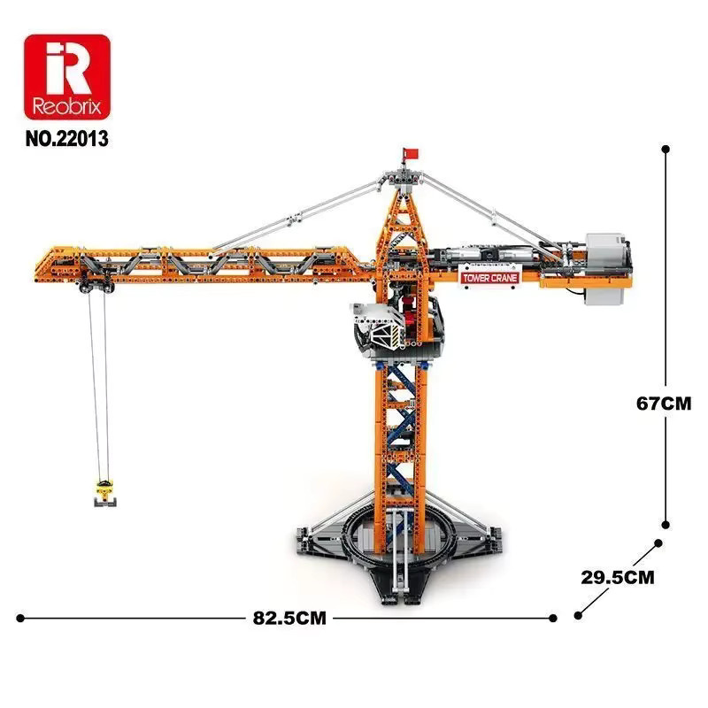 Reobrix Ingenieurserie Turmkran, ferngesteuertes DIY-Baustein-Modell - Bild 3
