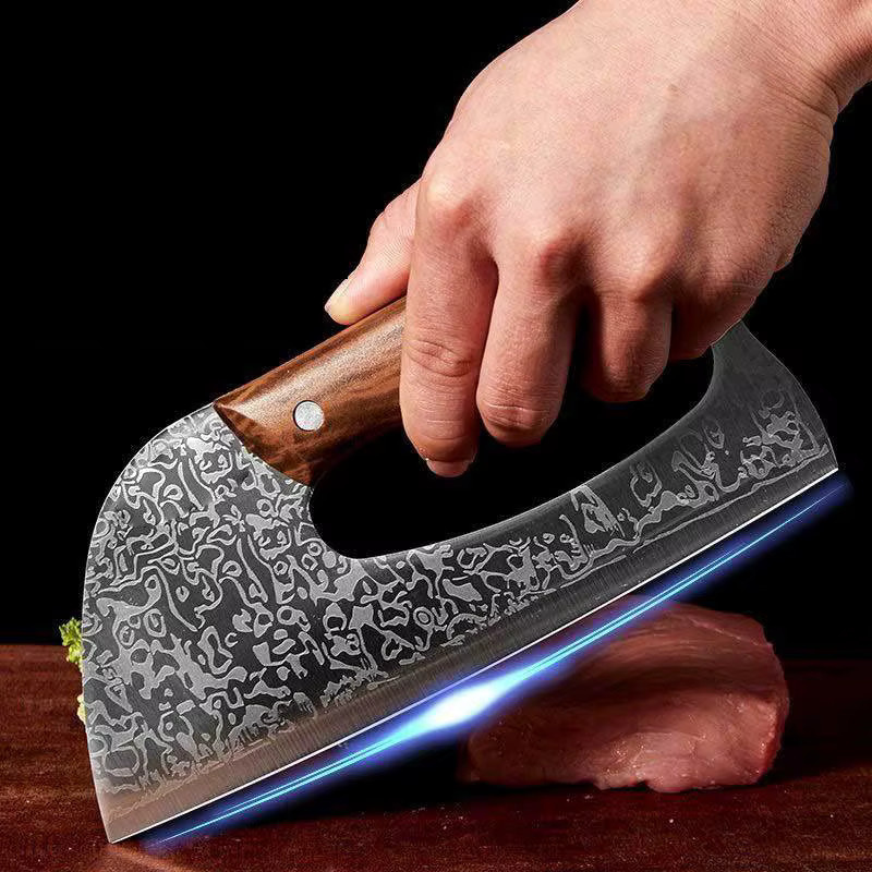 GuanQi Hackmesser aus geschmiedetem Edelstahl in Silber mit Holzgriff - Bild 5