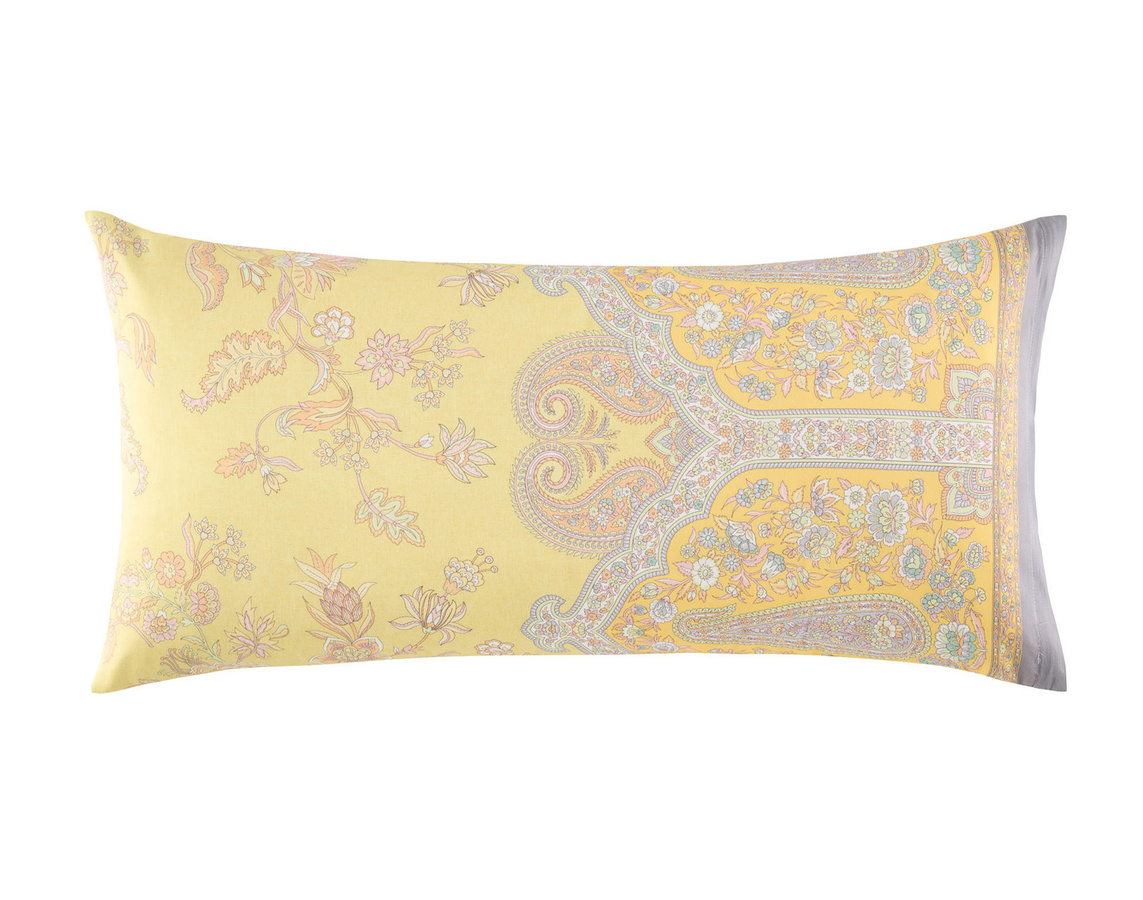 Bassetti Satin Kissenhülle Indian Roses in Limone mit floralem Design - Bild 1