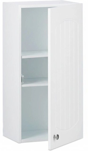 Hängender Badezimmerschrank von Relaxdays in Weiß mit Lamellen Design aus MDF, B/T/H: 60 x 30 x 20,5 cm - Bild 1