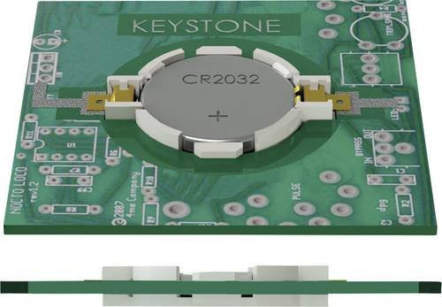 Keystone Electronics 1057 Knopfzellenhalter für 1x CR2032, Horizontal, Oberflächenmontage SMD, Grün, L x B x H: 33,15 x 23,93 x 5,21 mm - Bild 1