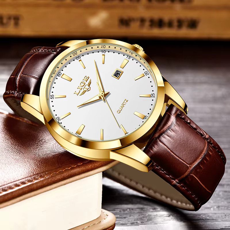 LIGE Armbanduhr Chronograph, Quarz, Leder, Herren - Bild 2