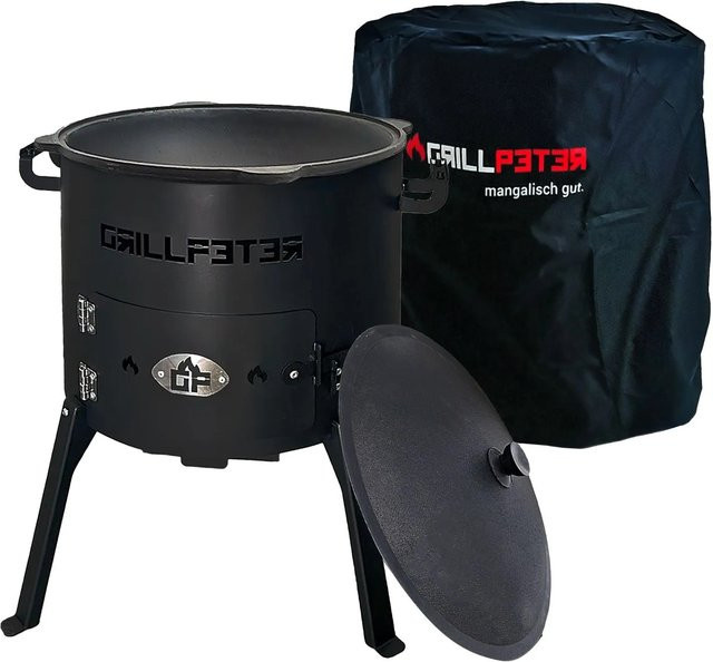 Grillpeter Utschak Set Nurlan Kasan mit Abdeckhaube, Durchmesser: 40 cm, Volumen: 10 l, Schwarz - Bild 1