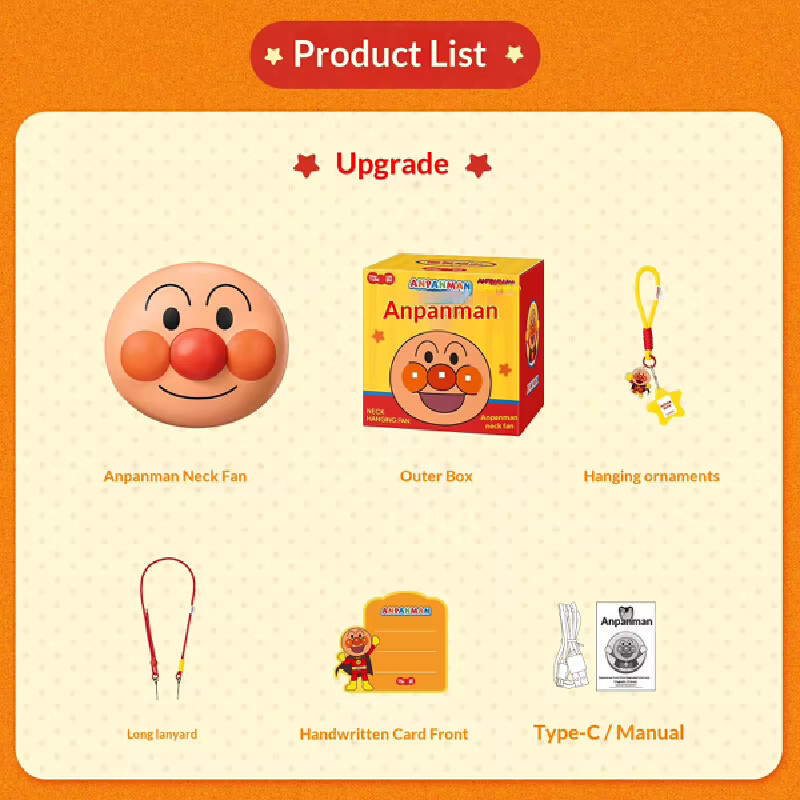 Martube Anpanman Halsventilator tragbarer USB-Ventilator mit starkem Wind und leisem Betrieb in Multicolor - Bild 2