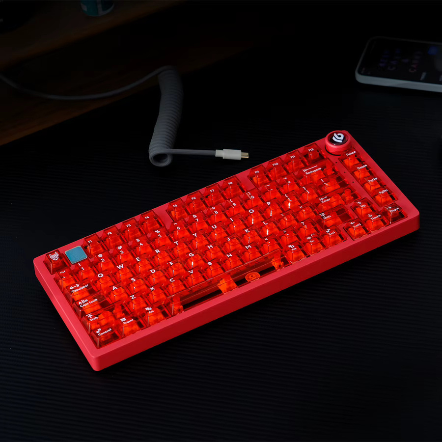 Aifei Keycap Set Transparent Cherry Profile mit 114 Tasten für Cherry MX Switches, PC, Farben: Transparent, Schwarz, Rot - Bild 2