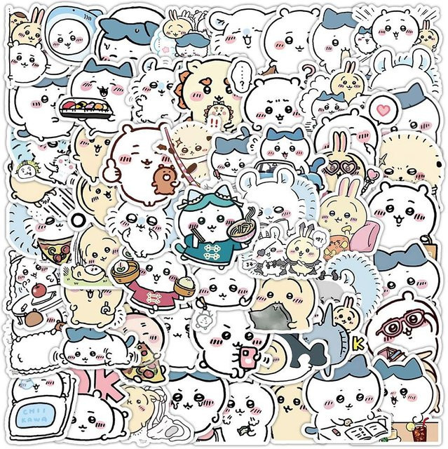 60 Stück Chiikawa Sticker Set aus wasserfestem Vinyl in Multicolour für Scrapbook und Handyhüllen von Binchi Outdoor Product - Bild 1