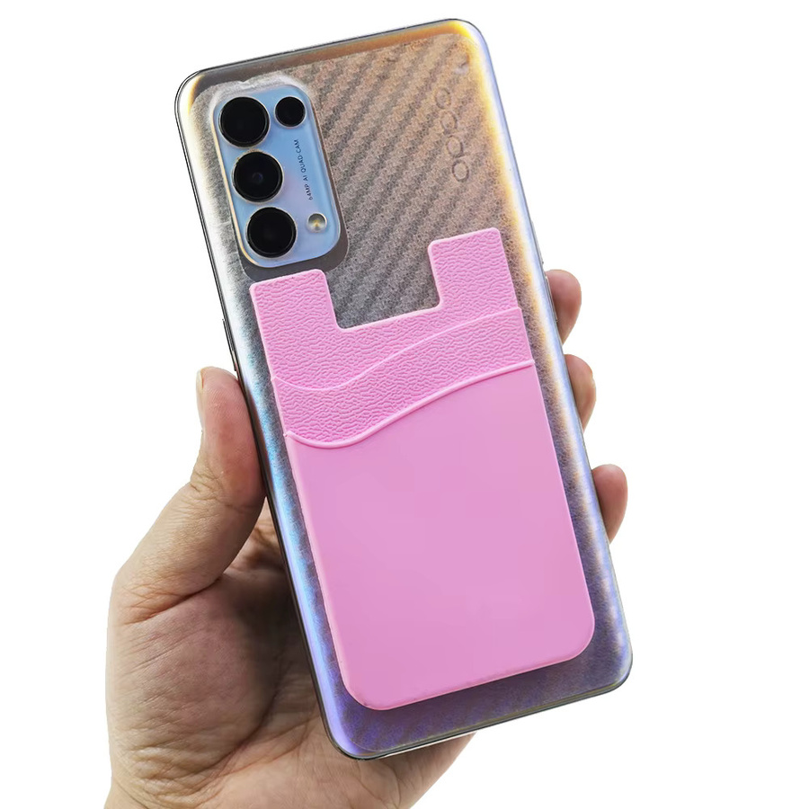 Yuxi Silikon Handy Kartenhalter in Grau als elastische Brieftasche zum Aufkleben - Bild 5
