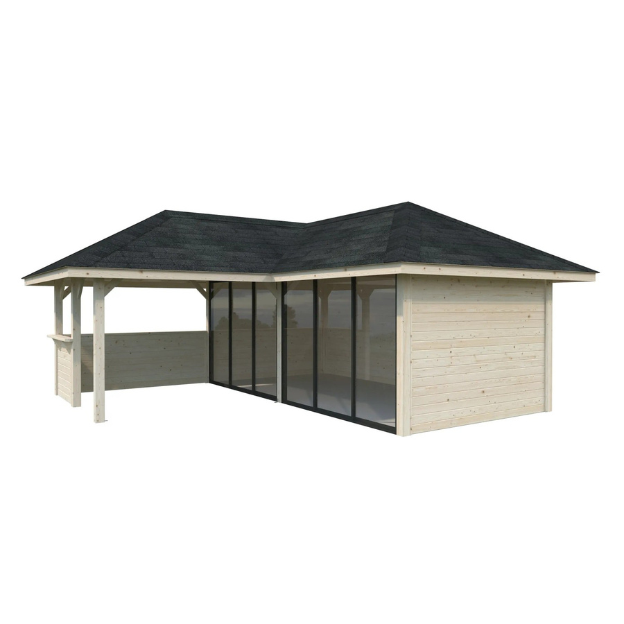 PALMAKO Pavillon Bianca Set 222 Slide aus Fichtenholz in Braun mit transparentem Zeltdach, B/H/T: 588 x 319 x 588 cm - Bild 3