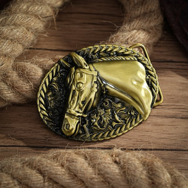 Gürtelschnalle Initial Vintage-Cowboy Rodeo, Silber, Unisex - Bild 1