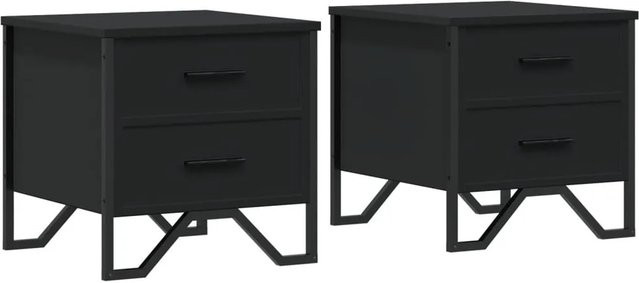 vidaXL Nachttische 2er-Set Schwarz Modern aus Holzwerkstoff und Metall B/T/H: 40 x 41 x 40 cm - Bild 1
