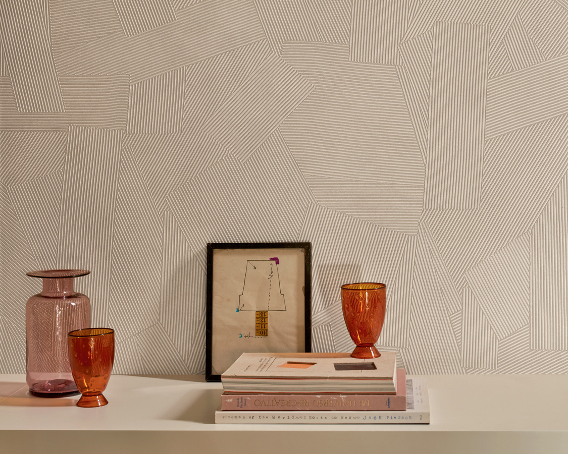 Élitis Tapete Dédales VP 975 03 in Beige mit geometrischem Abstract-Design aus Vinyl und Vlies - Bild 1