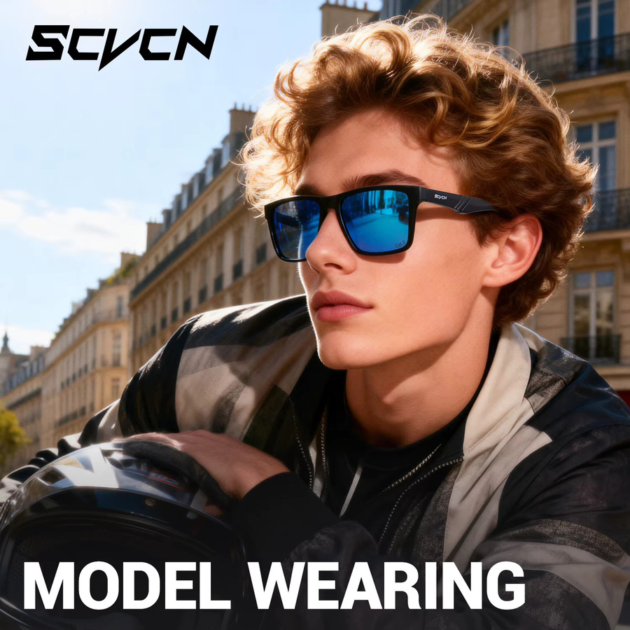 SCVCN Sonnenbrille, Vollrand, Square, Kunststoff, Schwarz, polarisiert - Bild 2