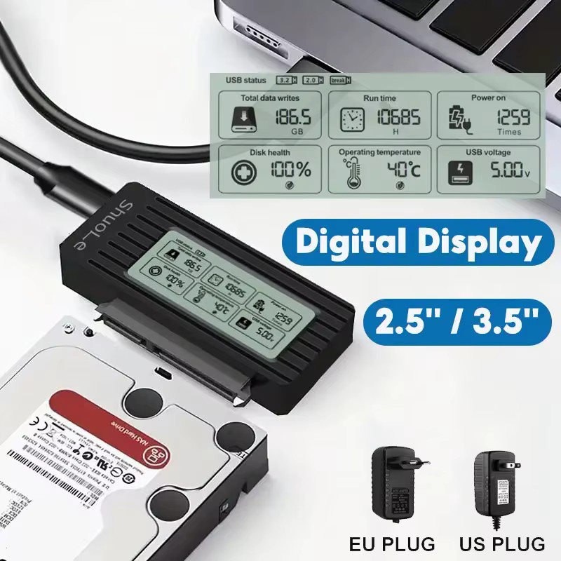 KEBIDU USB zu SATA Adapter Konverterkabel USB 3.2 3.0 für 2,5 Zoll SSD und HDD Festplatten, Schwarz - Bild 2