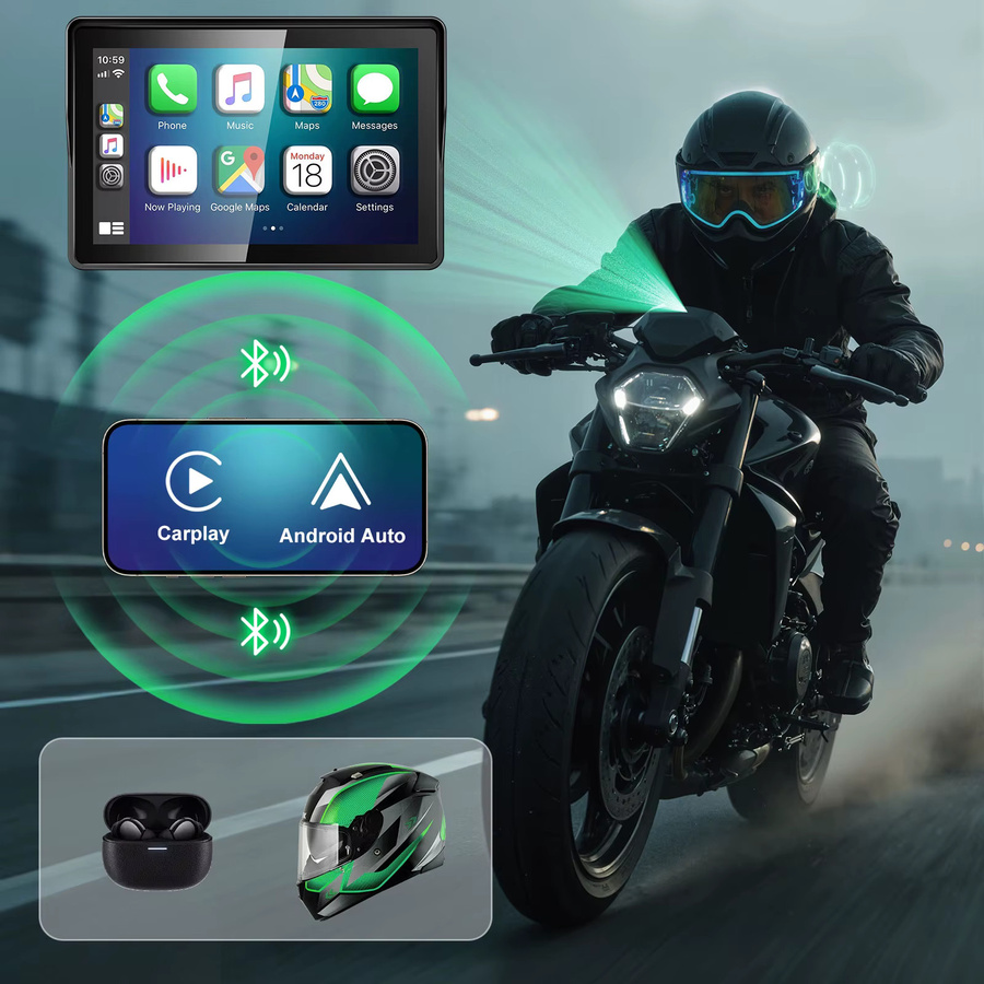 LBW 5-Zoll Motorrad-Navigations-Smart-Display mit CarPlay und Android-Unterstützung, inklusive TPMS und USB-Stromkabel, Schwarz - Bild 4
