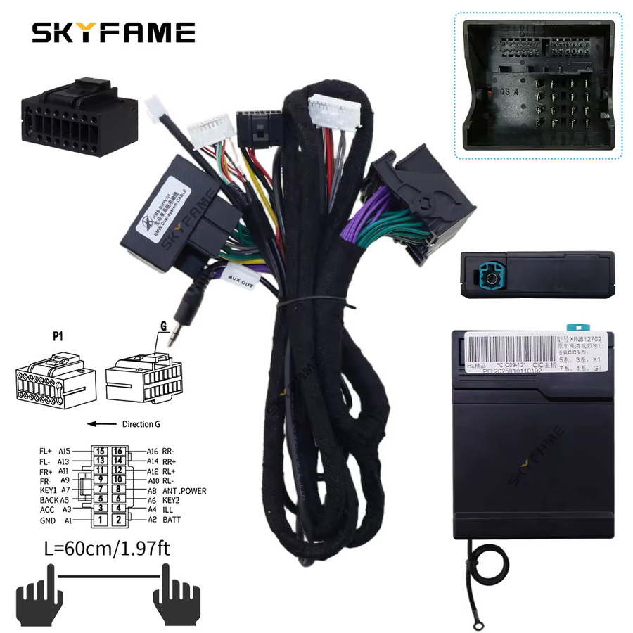Skyfame RGB LVDS Decoder Android Radio Adapter mit 16pin Kabelbaum und Canbus Box für BMW NBT CCC CIC X3 X5 X6 5/6/7 Serie, Schwarz - Bild 2