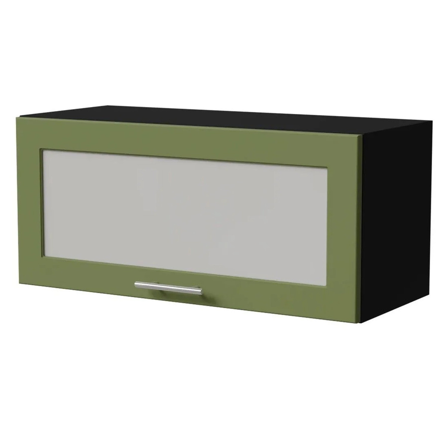 Feldmann-Wohnen Klapphängeschrank Brerra W4BS/80 WKF in Schwarz und RAL 6025 Farngrün Matt mit Glastüren und Soft-Close, B/T/H: 80 x 32,5 x 36 cm - Bild 2