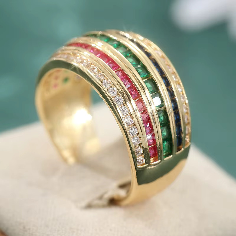 YoYo Ring, Geometrisch, Bunt, Zirkonia, Damen, Gold - Bild 2