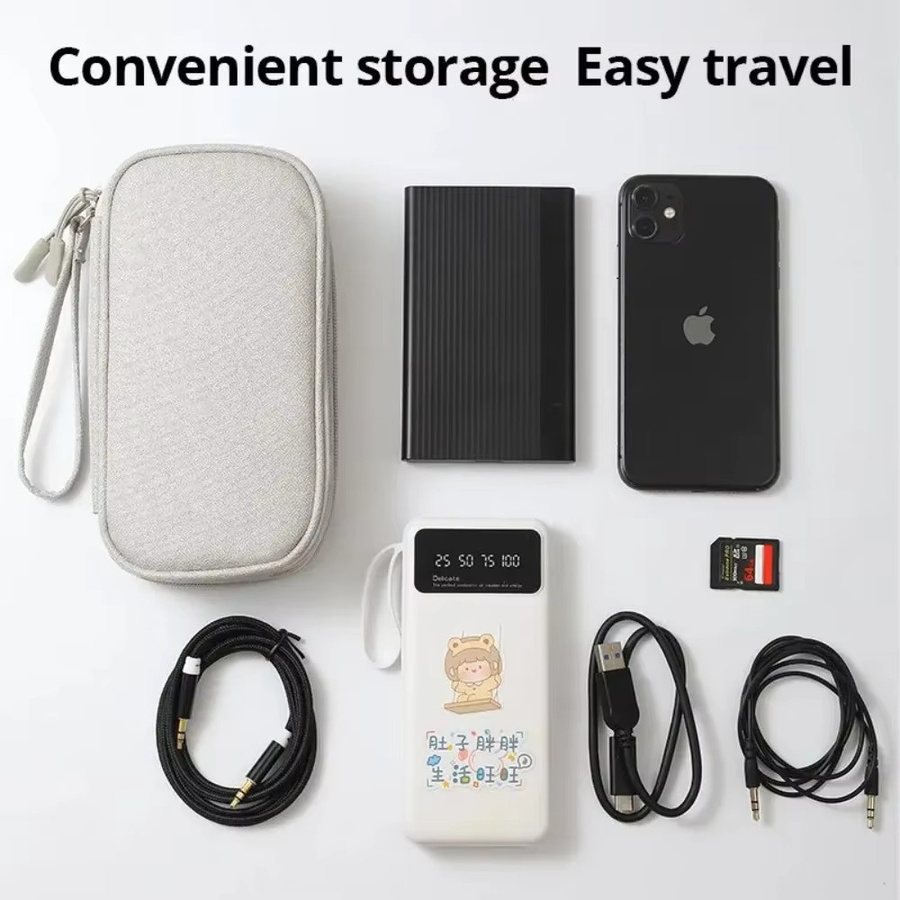 XMSJ Tragbare Elektronik-Organizer-Reisetasche in Blau, wasserdichte doppellagige Tasche für digitales Zubehör, Kabel und Powerbanks - Bild 2