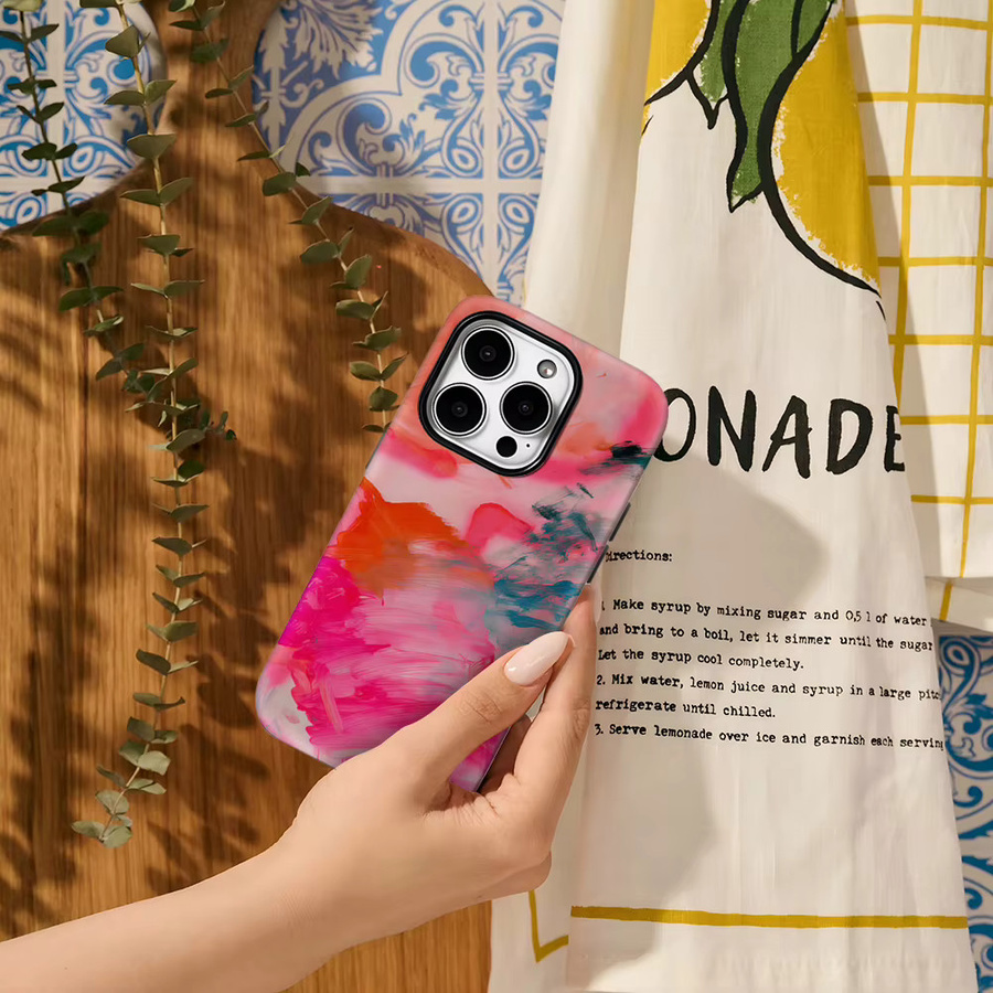 Potdemiel Handyhülle mit rosa abstraktem Wirbel-Design für iPhone 11 bis iPhone 17 Pro Max Plus mit doppellagiger Rückseite - Bild 4