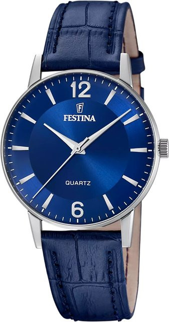 Festina Herrenuhr, Quarz, Edelstahl, Blau, 36 mm, 3 ATM - Bild 1